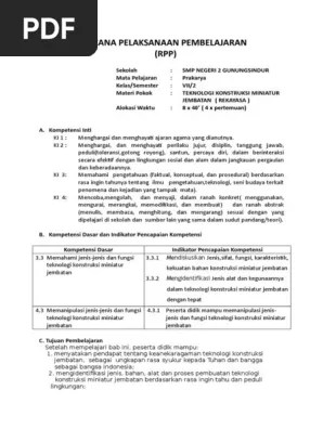 Bagaimana untuk membuat miniatur konstruksi jembatan? Rpp Rekayasa Konstruksi Jembatan Stik Eskrim Pjbl Pdf