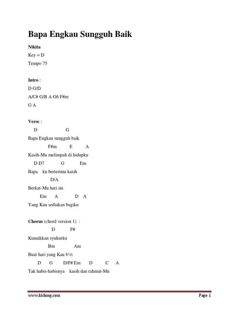 Belajar Gitar Lagu Bapa Engkau Sungguh Baik | PDF