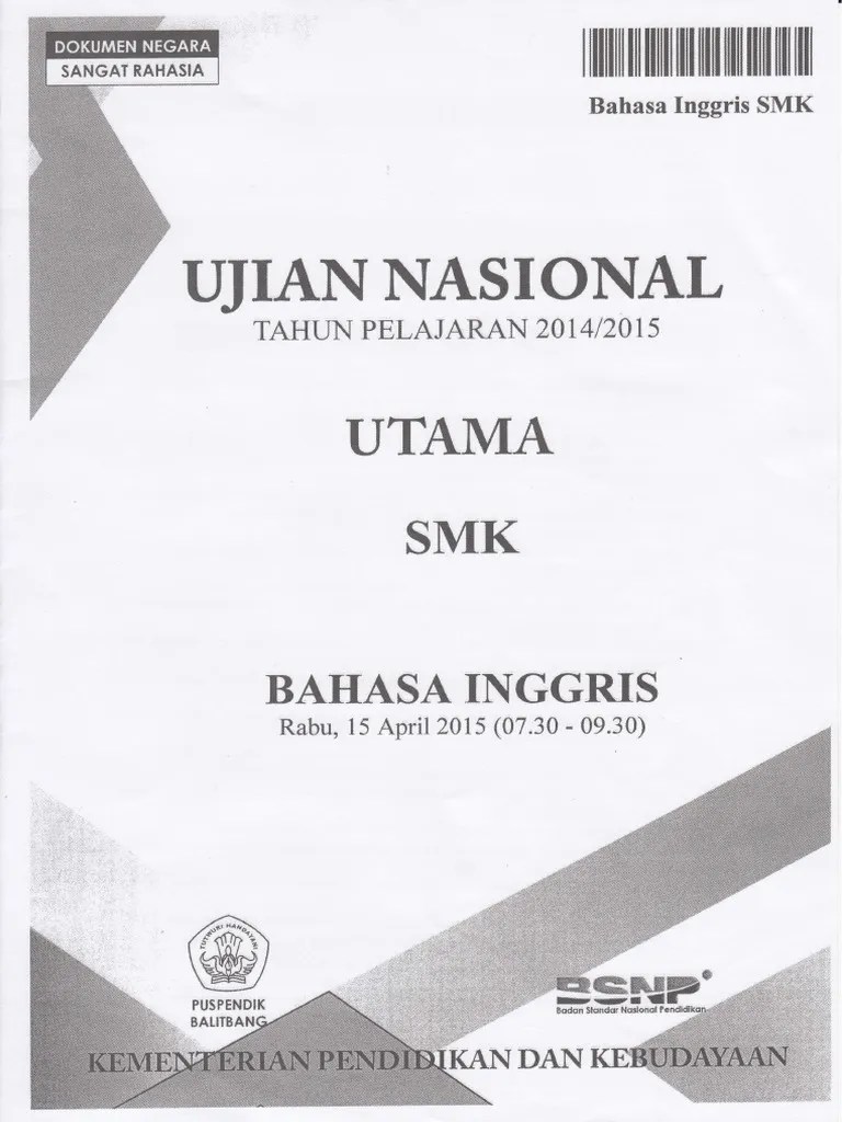 Inggris smk 2020 lengkap dengan kunci jawaban. Soal Un Bahasa Inggris Smk 2018 Dan Pembahasannya Lektur Indo