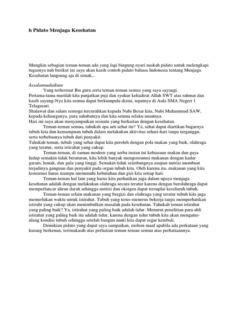 Pidato Tentang Menjaga Kesehatan – Tulisan