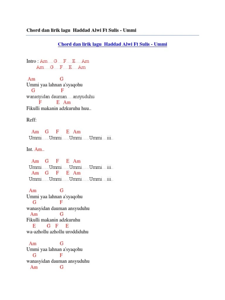 Chord Dan Lirik Lagu Haddad Alwi FT Sulis - Ummi | PDF