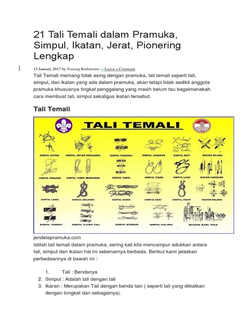21 Tali Temali Dalam Pramuka | PDF