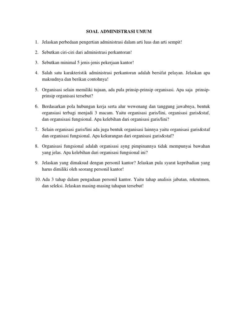 Soal Administrasi Umum | PDF