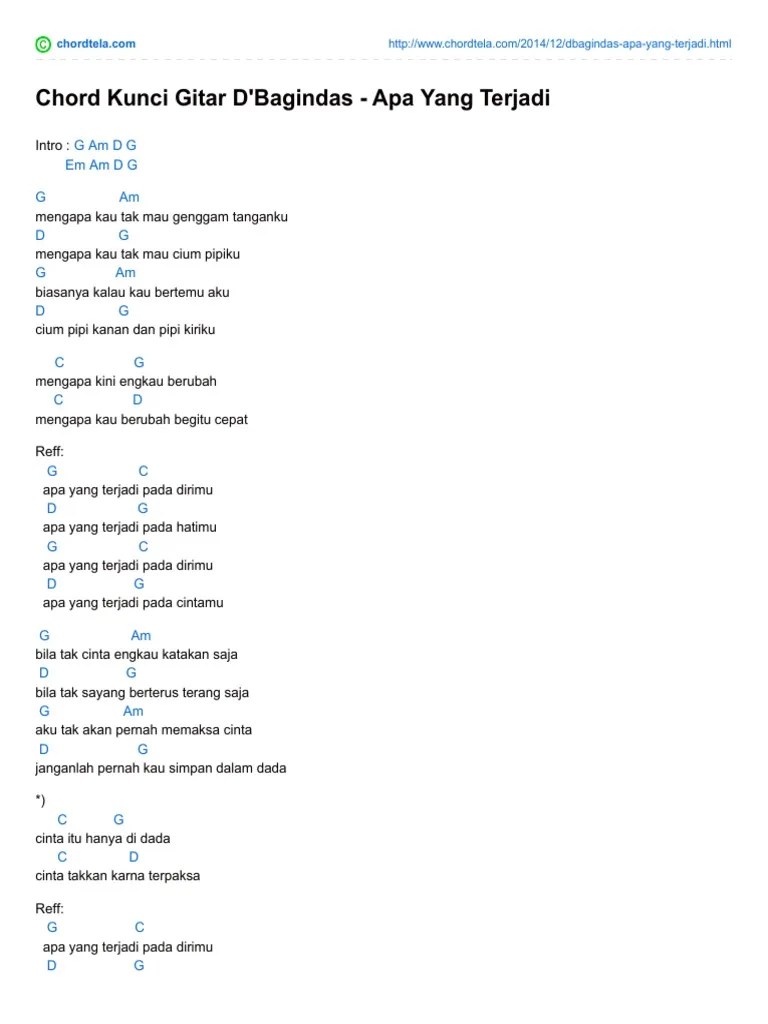 Lagu ini masuk dalam daftar lagu di album bertajuk stinky. Chord Kunci Gitar Dbagindas Apa Yang Terjadi Pdf Pdf