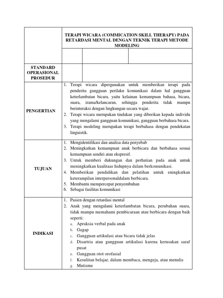 SOP Terapi Wicara Asli | PDF