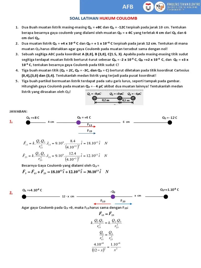 Simak artikel ini untuk mengetahui bunyi hukum coulomb, rumus, . Latihan Soal Hukum Coulomb Pdf