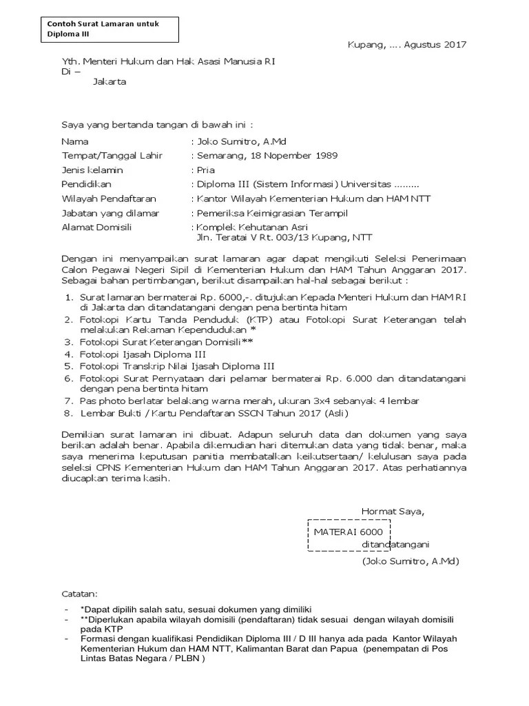 Dengan ini menyampaikan surat lamaran agar dapat mengikuti seleksi pengadaan pegawai negeri sipil di . Surat Lamaran Pekerjaan Pdf
