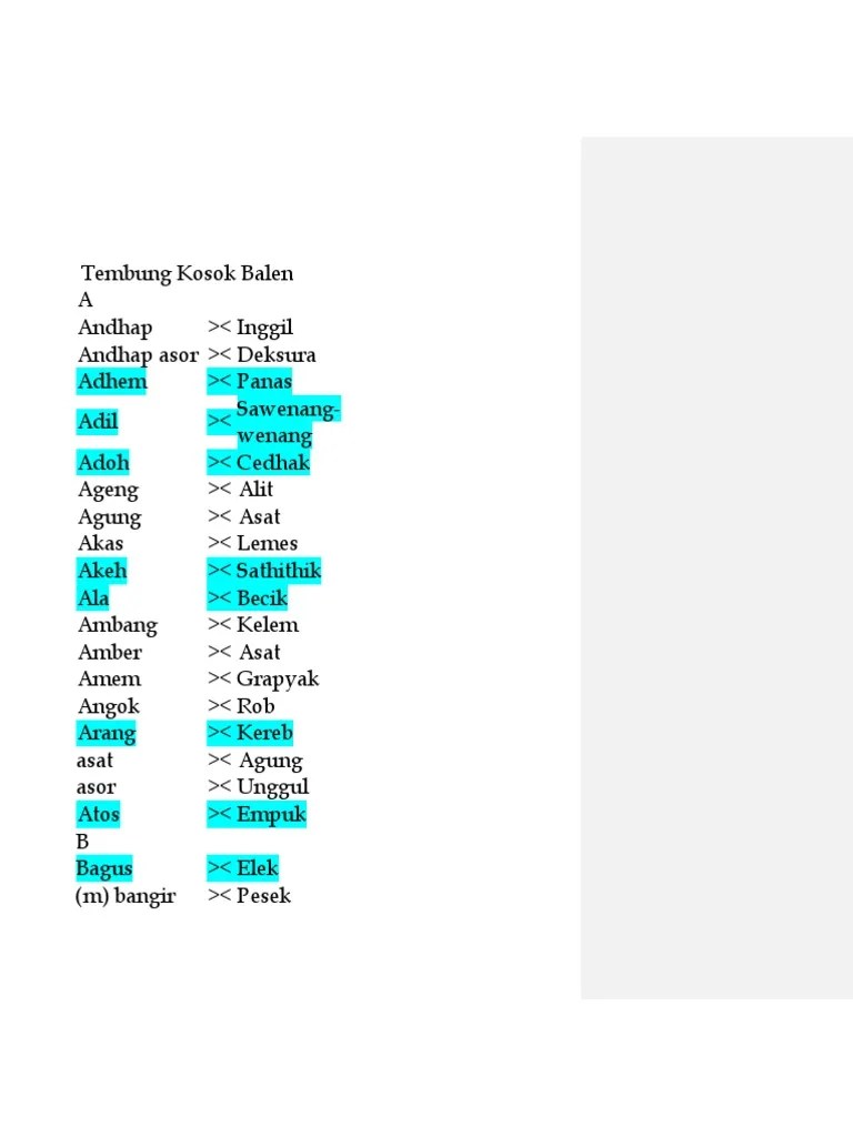 Tembung Kosok Balen | PDF