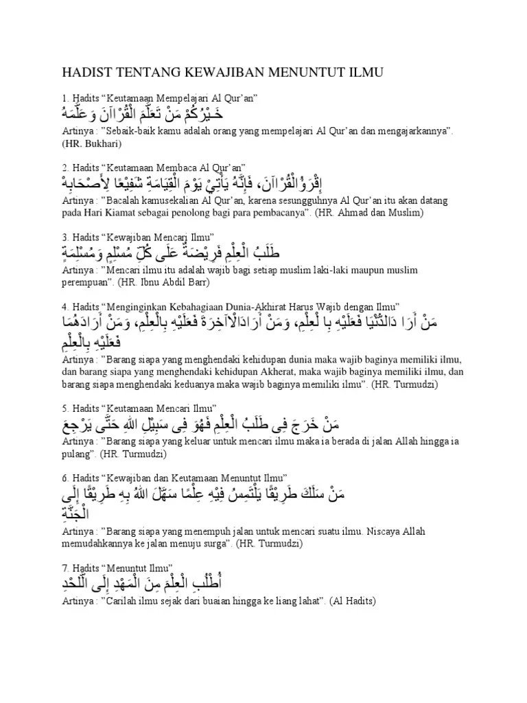 Hadits Shahih Kewajiban Menuntut Ilmu