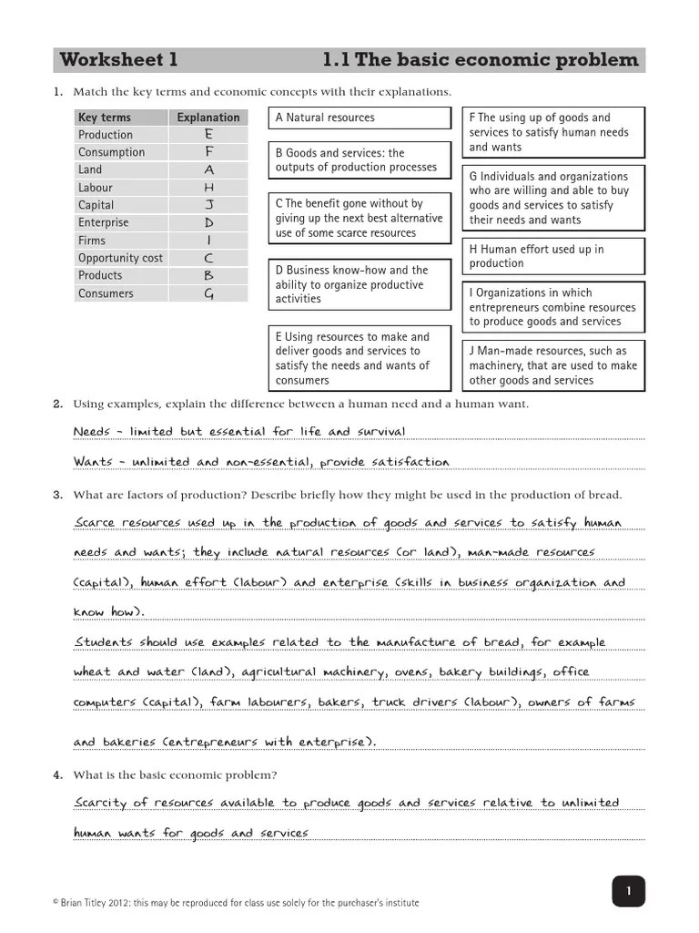 In the long run, many people begin to believe that they are as ineffic. Worksheet Answers 1 Pdf Factors Of Production Economics