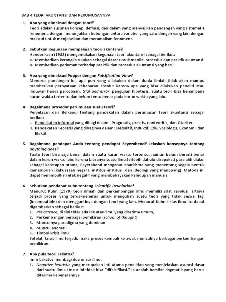 Teori akuntansi pengakuan dan pengungkapan elemen laporan keuangan. Bab 04