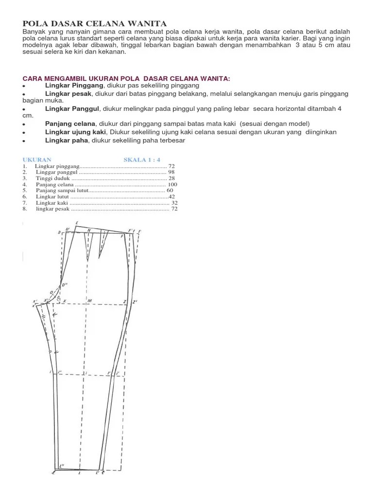 Ingin membuat celana sendiri tapi masih bingung bagaimana cara menggambar . Pola Dasar Celana Wanita