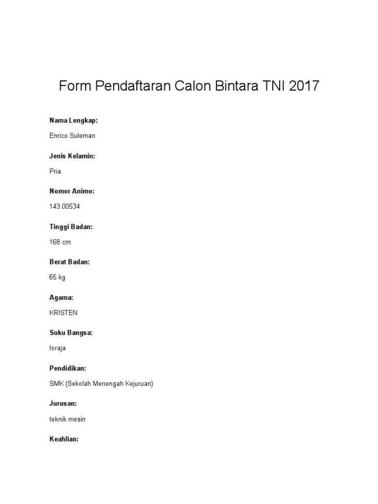 Tamtama (4 jan s.d 22 feb 2021). Penerimaan Bintara Tni Ad Pdf