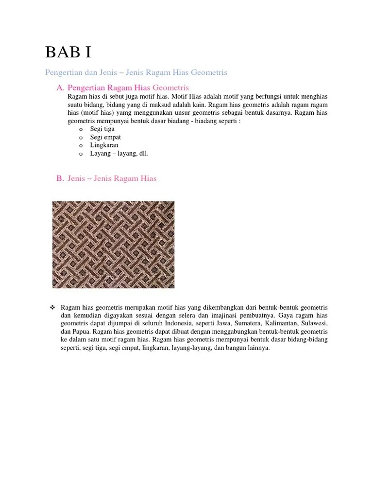 Yang Merupakan Contoh Gambar Ragam Hias Berbentuk Geometris Adalah