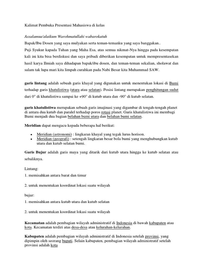 Contoh Kalimat Pembuka Dan Penutup Presentasi Kelas – Berbagai Contoh