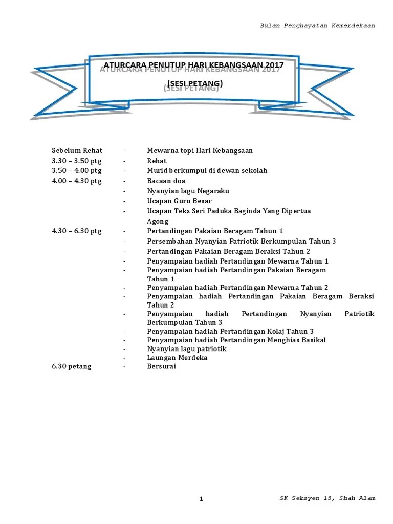 Aturcara Majlis Penutup Sesi PTG | PDF