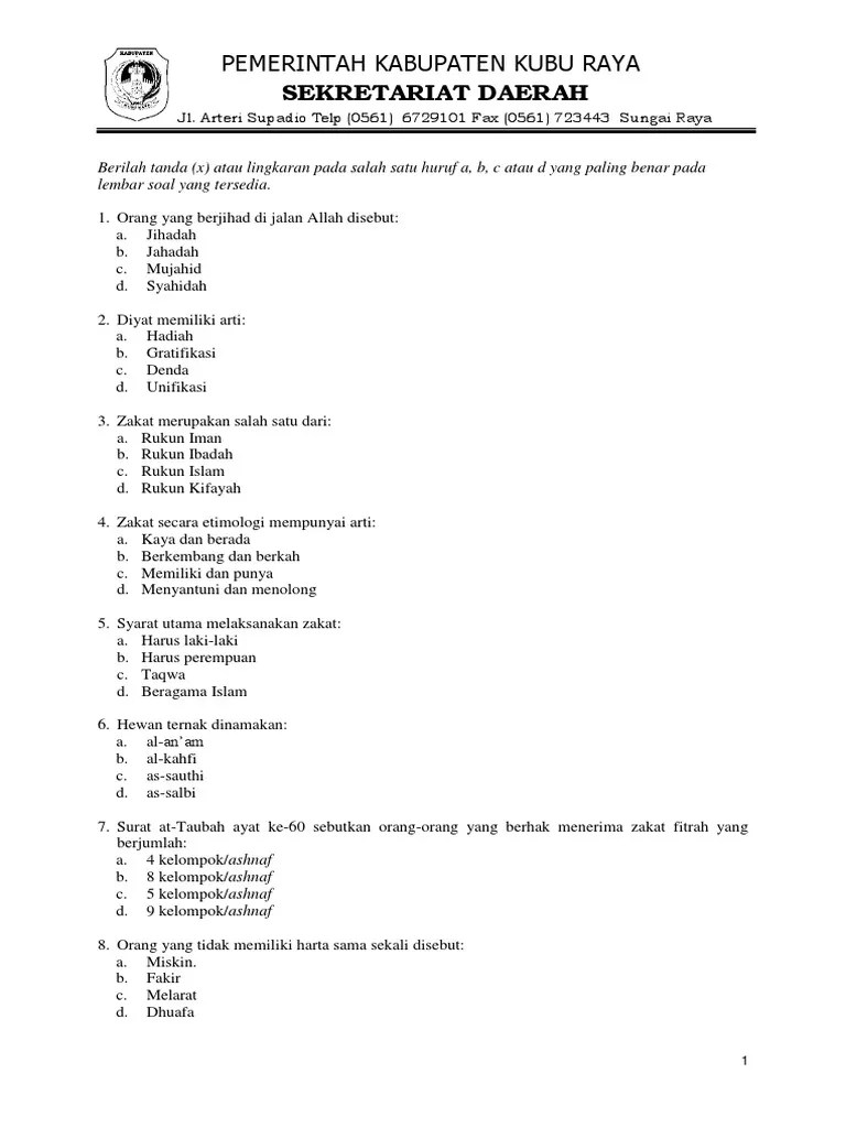 Contoh Soal Zakat Peternakan