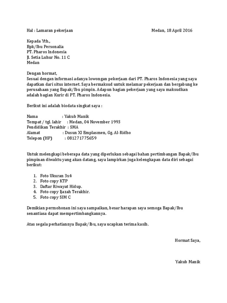 Mitra insan sejahtera (pharos group) terbaru di topkarir.com yuk cari tahu disini sekarang! Surat Lamaran Kerja Cv Pdf