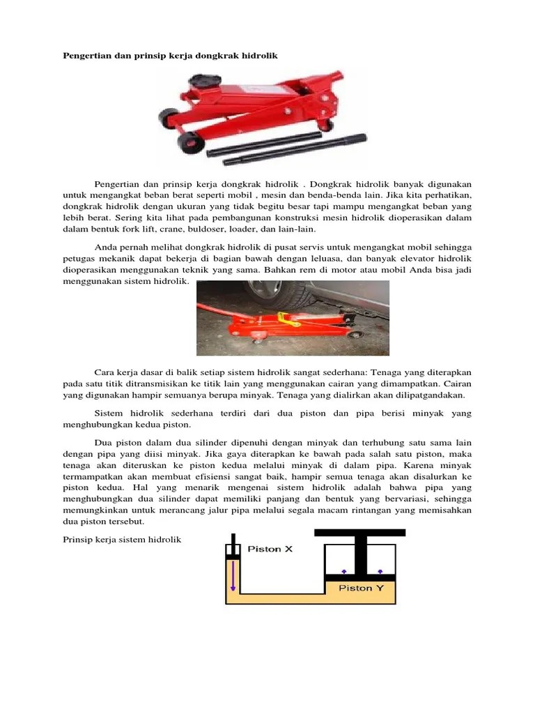 Pengertian Dan Prinsip Kerja Dongkrak Hidrolik | PDF