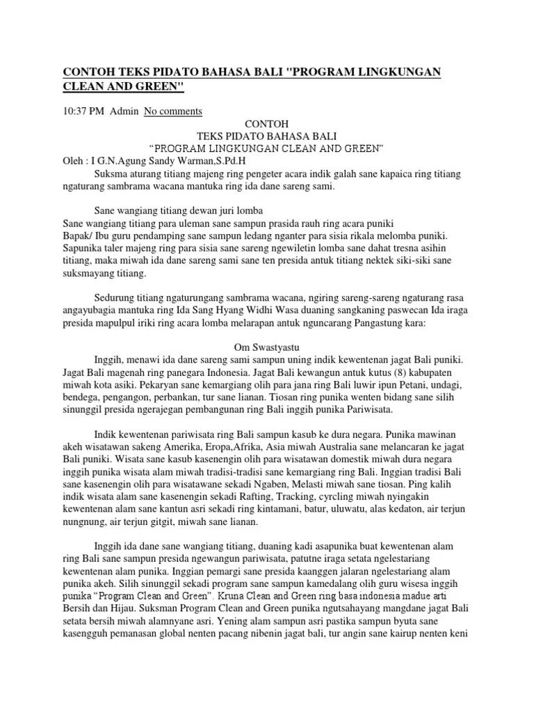 Contoh Contoh Pidato Bahasa Bali
