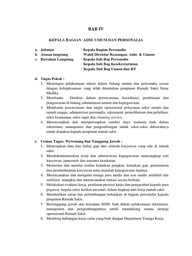 Job Desc Adm Umum Dan Personalia | PDF