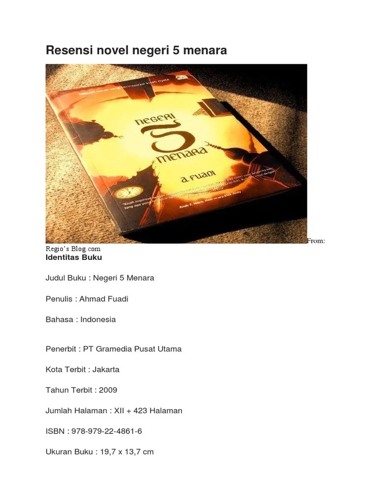 Keunggulan Dan Kelemahan Novel Negeri 5 Menara