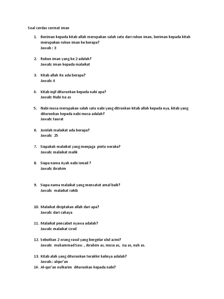 Soal Cerdas Cermat Iman