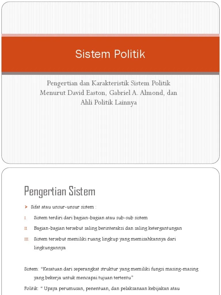 Sistem Politik Menurut David Easton Dan Gabriel A. Almond | PDF