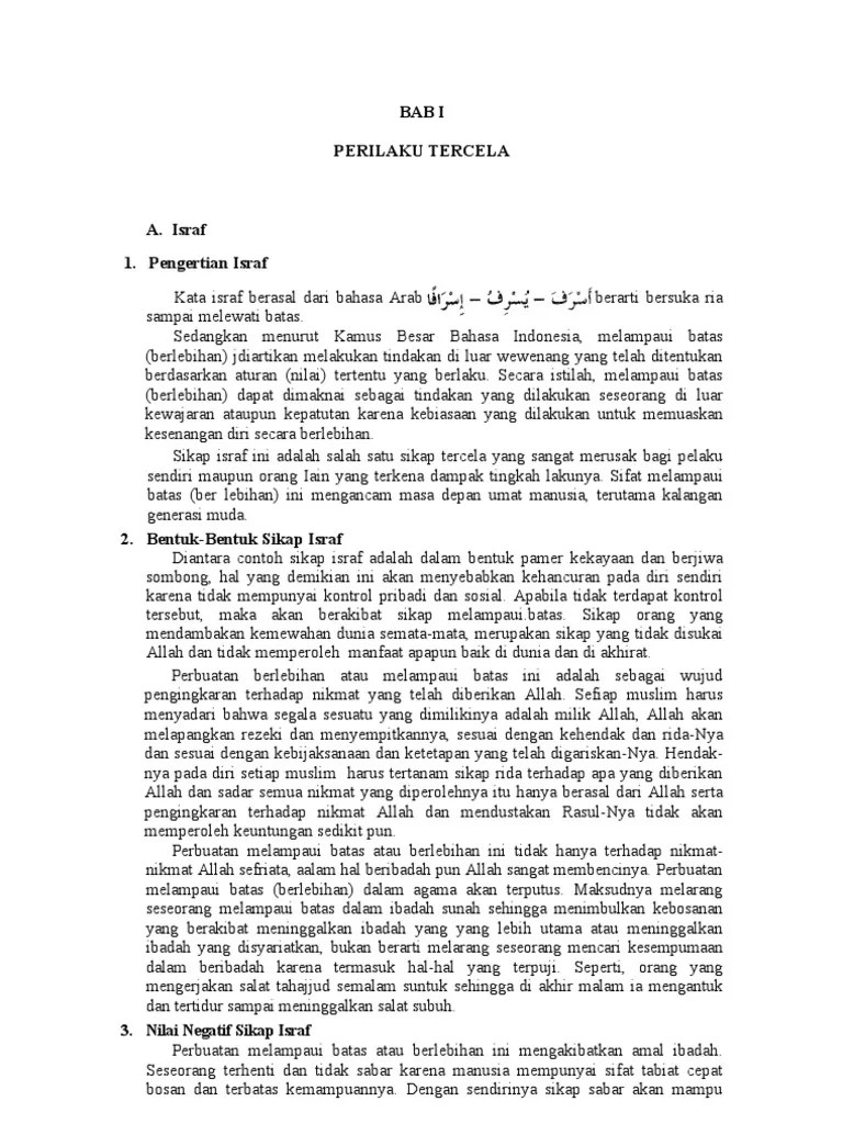 Apa Yang Dimaksud Perbuatan Tercela