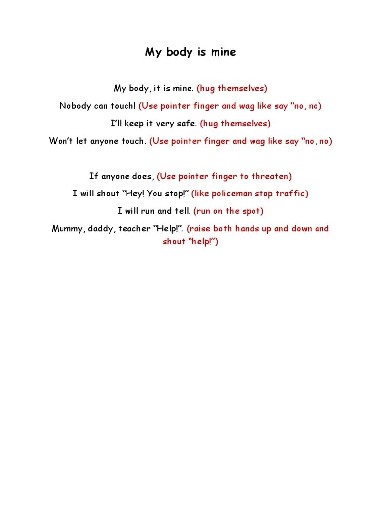 Lirik Cadangan Aksi Lagu - My Body Is Mine | PDF