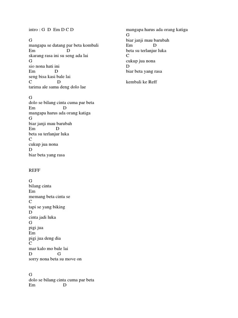 Berikut lirik lagu kaka main salah oleh andy lo wi dan silet open up yang. Chord Lagu Beta Mati Rasa Tumbuh Tumbuhan