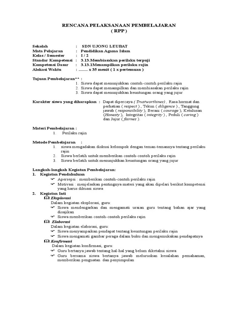 RPP Bab Perilaku Terpuji | PDF