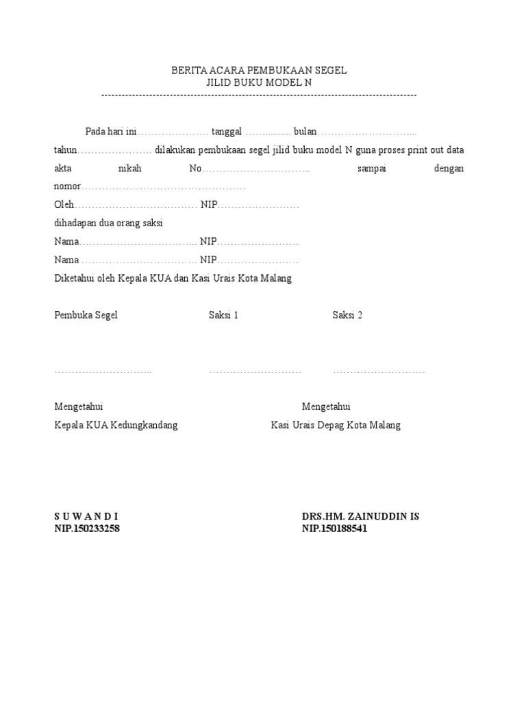 Berita Acara Pembukaan Segel | PDF