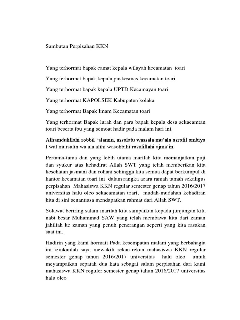 Contoh Kata Sambutan Ketua Panitia Perpisahan Kkn