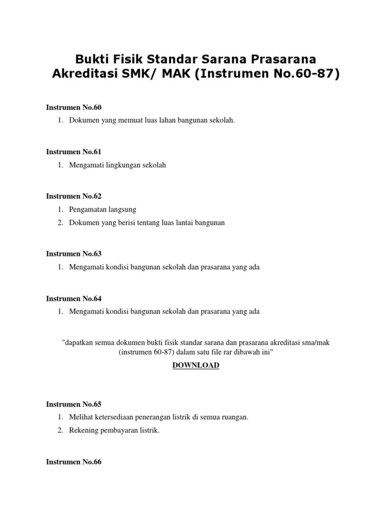 Sahabat cara mudah, yang memerlukan contoh bukti fisik 8 standar untuk akreditasi, silakan chat wa saya, saya berikan secara gratis, . Bukti Fisik Standar Sarana Prasarana Akreditasi Smk Pdf