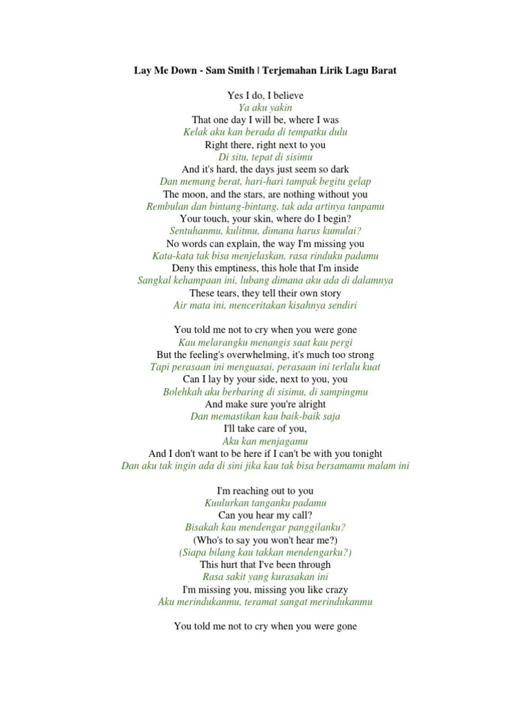 This hurt that i've been through. Lirik Lagu Lay Me Down Sam Smith
