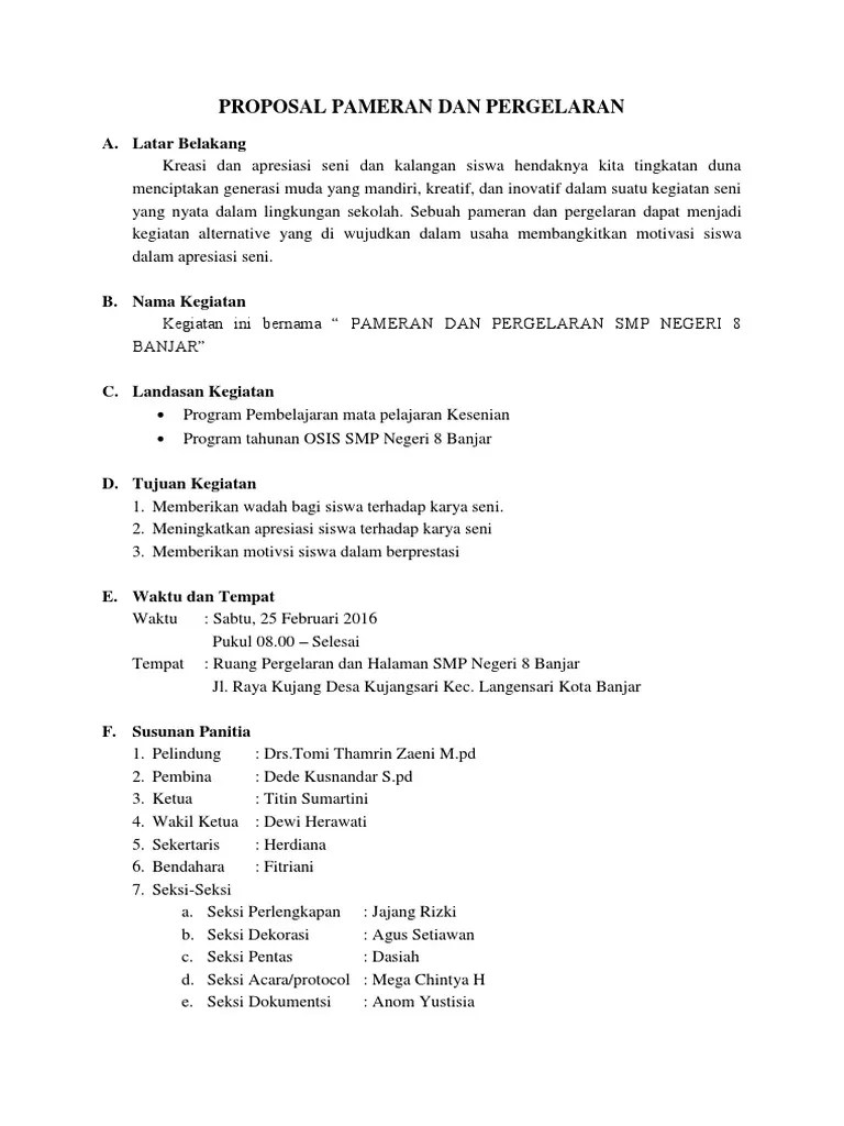 Contoh Proposal Pameran Dan Pagelaran Seni Budaya - Berbagi Contoh Proposal