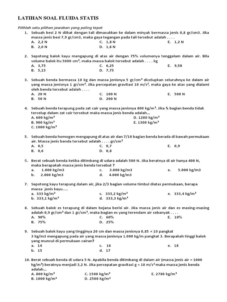 Latihan Soal Hukum Archimedes Kelas 11 SMA | PDF