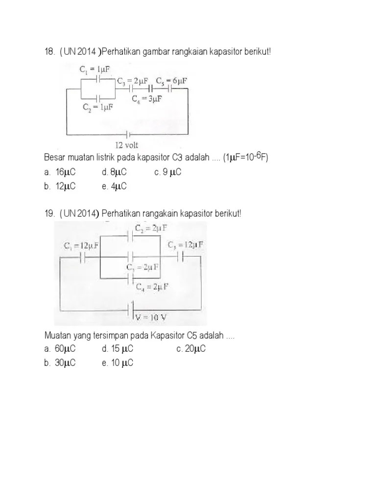 Perhatikan gambar rangkaian kapasitor di bawah ini! Pr Listrik Statis Pdf