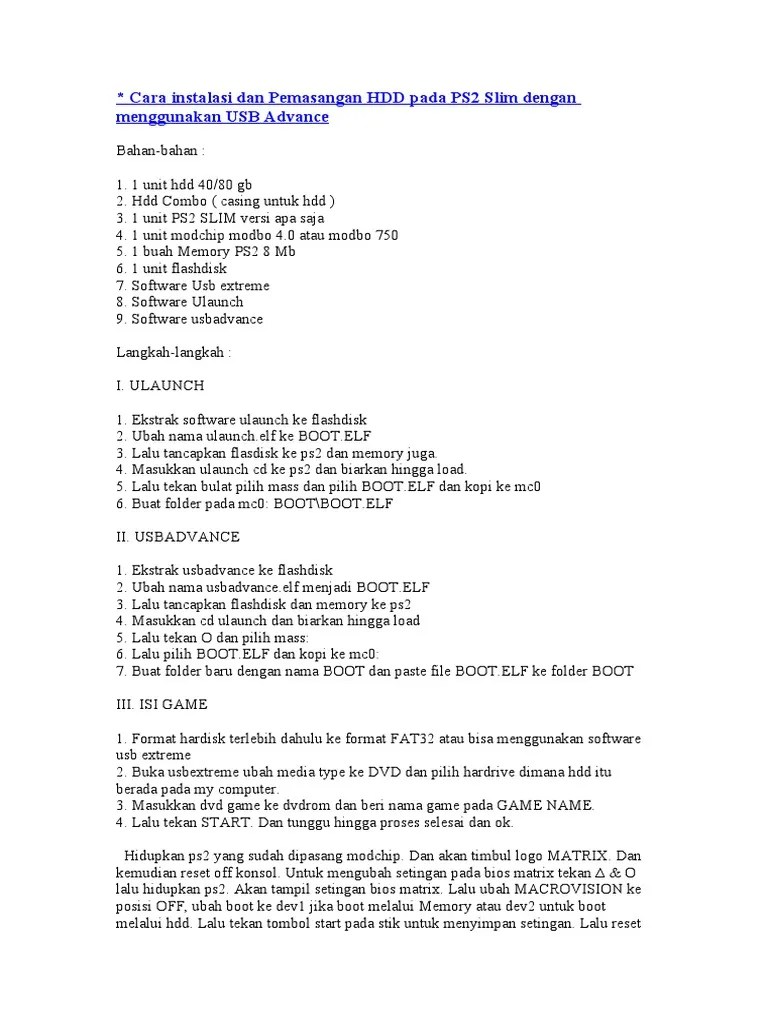 Cara pasang ulaunch dvd / ulaunchelf ps2 cd. Cara Instalasi Dan Pemasangan Hdd Pada Ps2 Slim Dengan Menggunakan Usb Advance