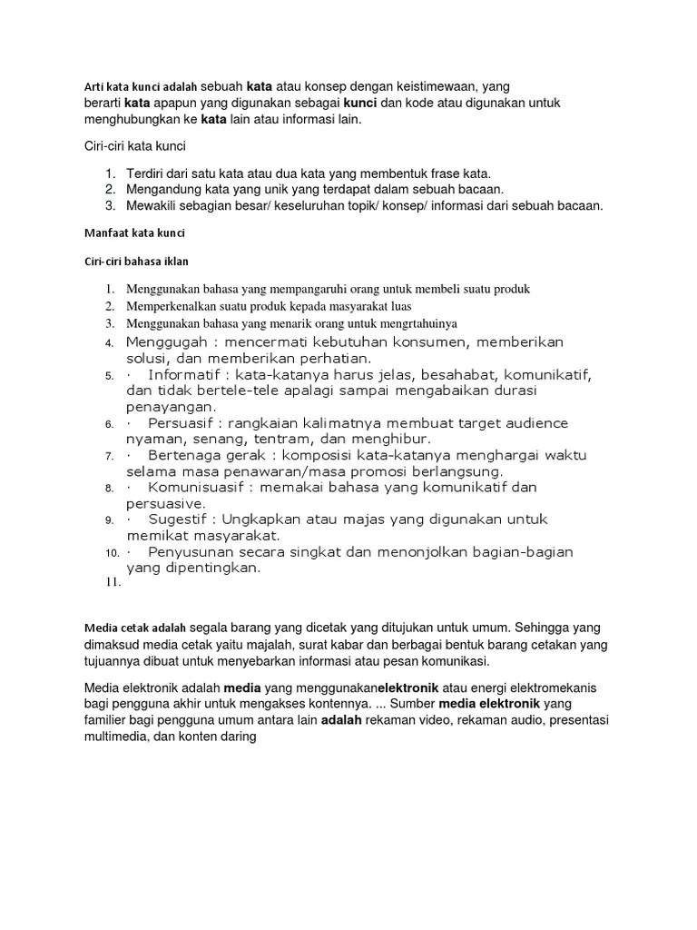 Andrea Blog: Ciri Ciri Kata Kunci Dalam Iklan