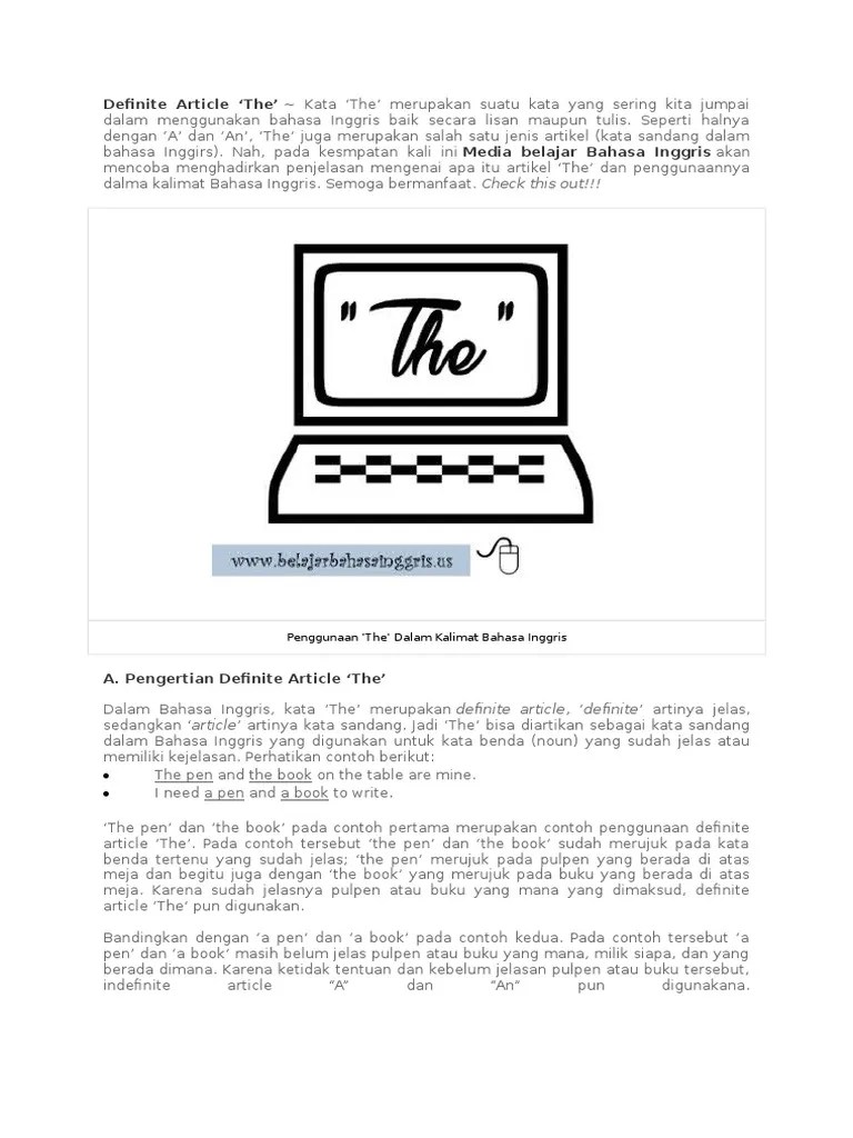 Kami punya banyak petualangan menyenangkan bersama, antara ben dan aku, dan dia . Penggunaan The A An Any Pdf