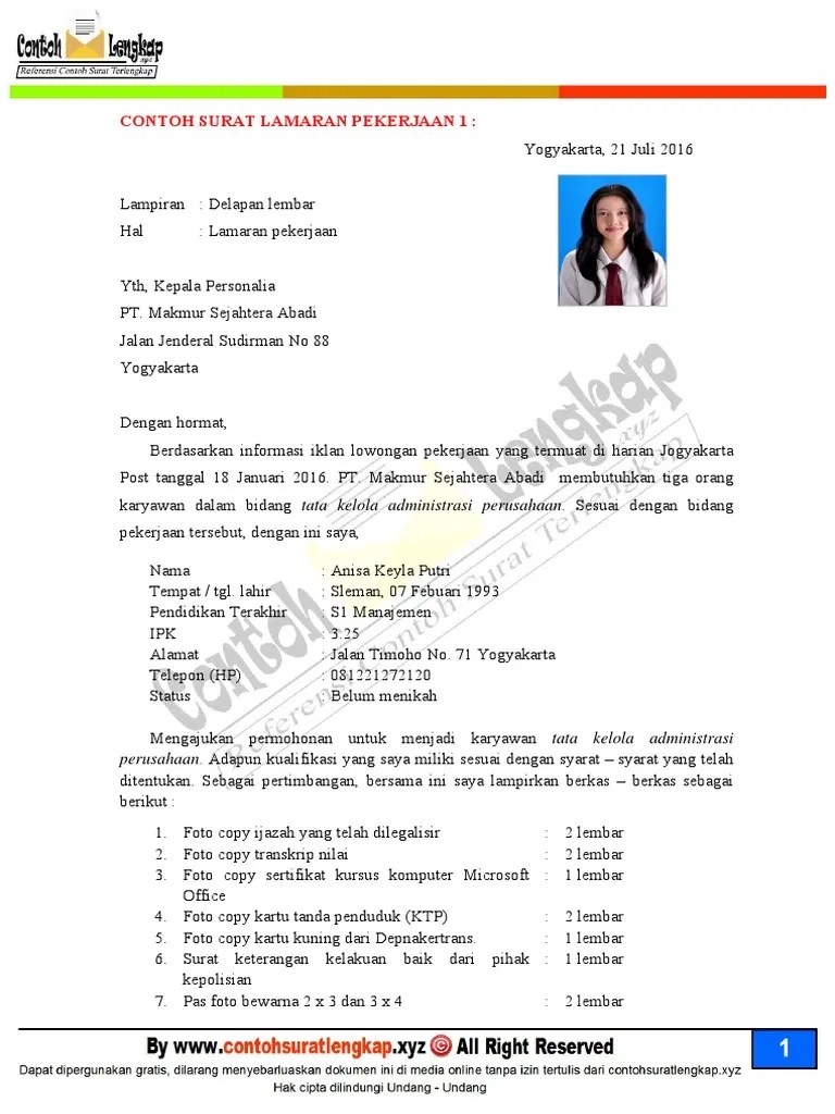Di rumah makan atau melamar sebagai sopir baik itu truk atau bus. 30 Surat Lamaran Kerja Pdf