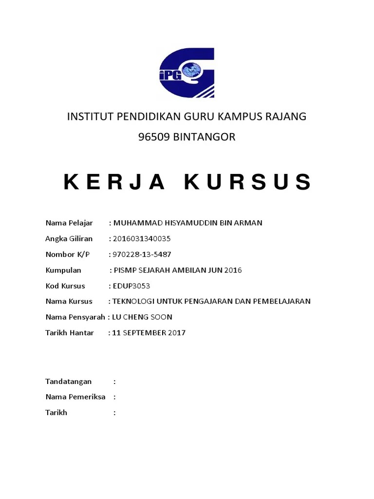 Muka depan kerja kursus bmm1034. Templet Muka Depan Kerja Kursus Pdf