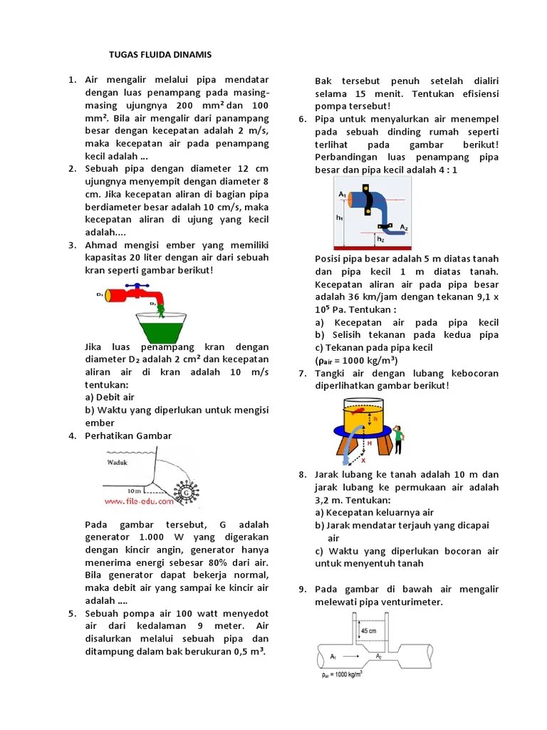 Berikut yang merupakan ciri fluida dinamis adalah. Tugas Pdf