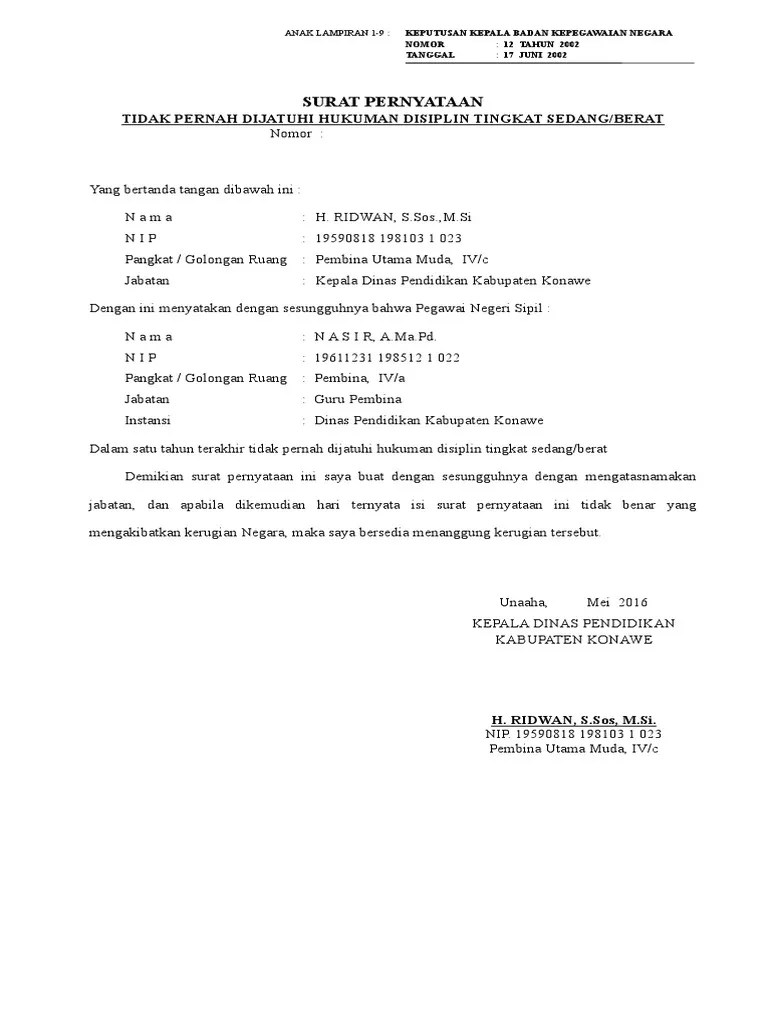 Rsud bhakti dharma husada surabaya. Format Surat Pernyataan Tidak Pernah Dijatuhi Hukuman