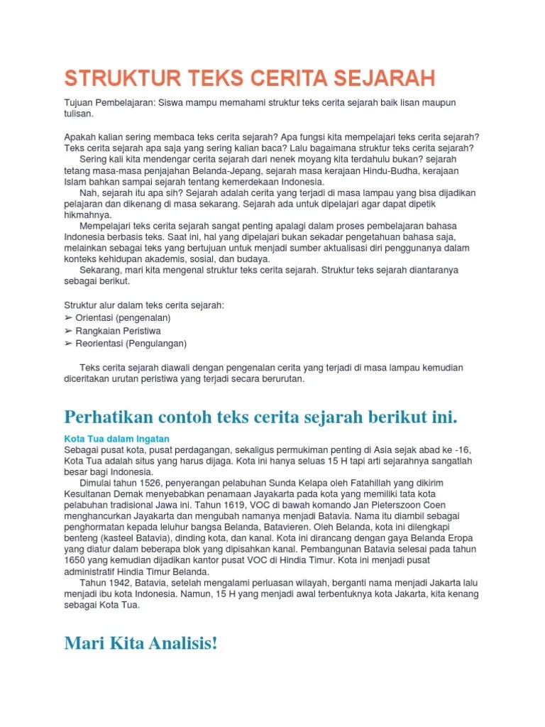 Tuliskan Tahapan Struktur Teks Cerita Sejarah