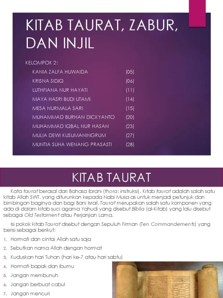 Kitab Taurat, Zabur, Dan Injil | PDF