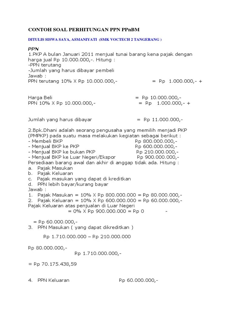 Contoh Soal Ppn Dan Ppnbm Beserta Jawabannya