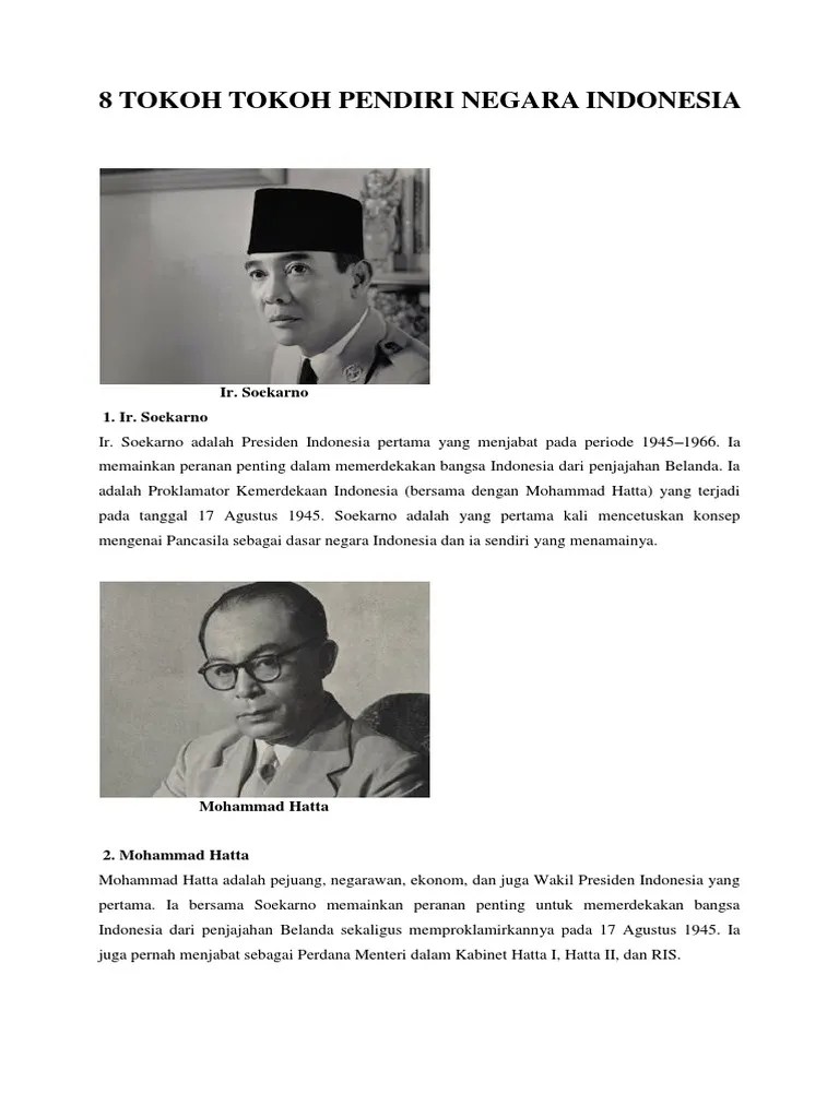 8 Tokoh Tokoh Pendiri Negara Indonesia | PDF